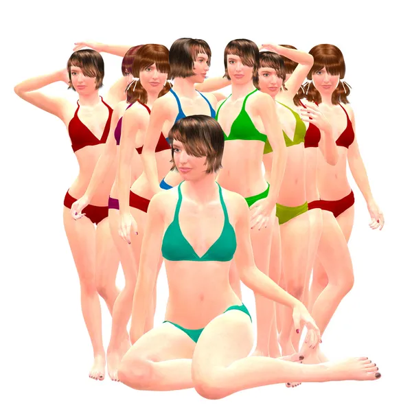 3D Mädchen im Bikini — Stockfoto