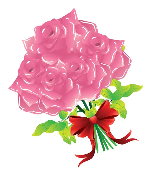 用弓的粉红玫瑰 — 图库矢量图片