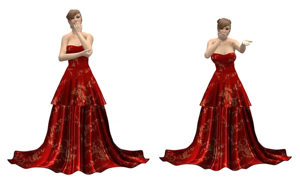 Vakker kvinne i rød kjole – stockfoto