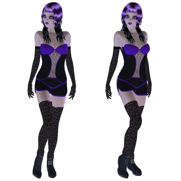 Chica gótica en vestido violeta —  Fotos de Stock