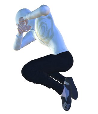 3D man in een stap-springen