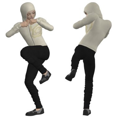 3D man in een stap-springen