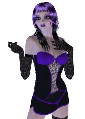 Mor elbiseli Gotik kız