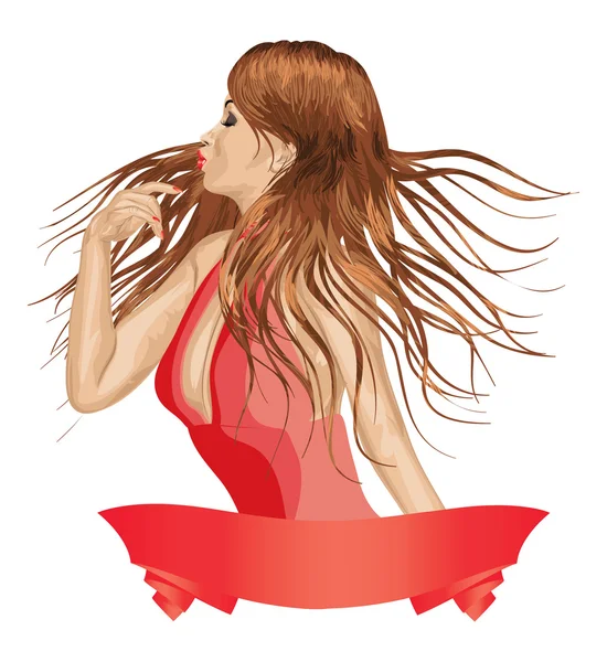 Chica en rojo — Vector de stock