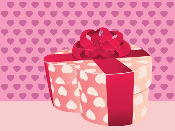 Kalp şeklinde pembe hediye kutusu — Stok Vektör