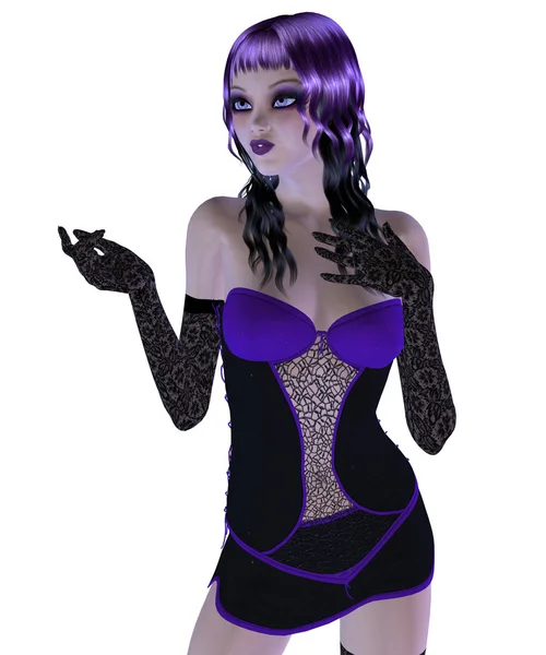 Chica gótica en vestido violeta — Foto de Stock