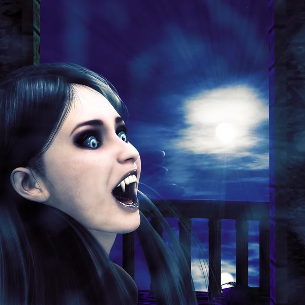 Vampire on night balcony — Stock Photo, Image