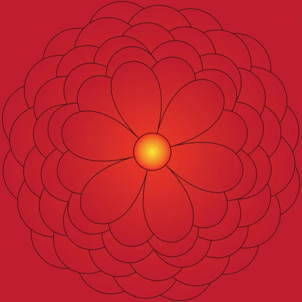 Flor roja grande — Vector de stock