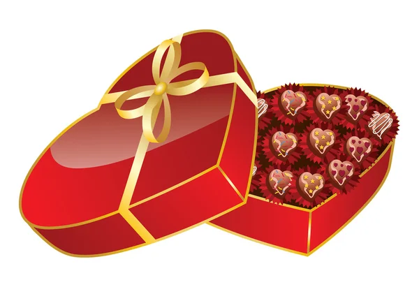 Confezione regalo a forma di cuore rosso aperto — Vettoriale Stock