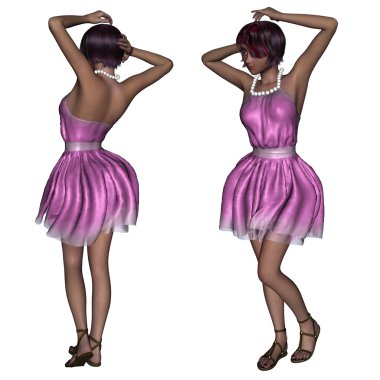 Yaz pembe elbiseli kızın