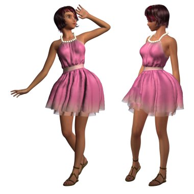 Yaz pembe elbiseli kızın