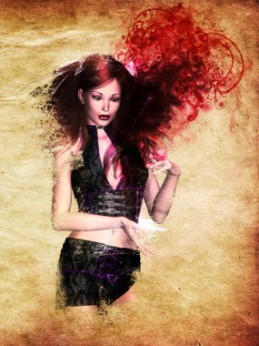 kırmızı duman ile kız