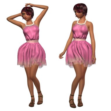 Yaz pembe elbiseli kızın