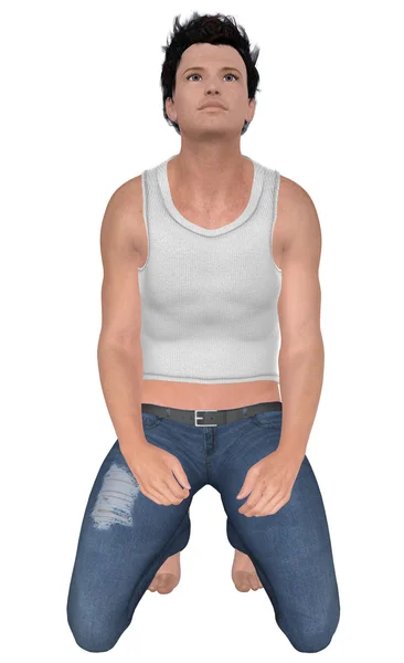 3D man in spijkerbroek — Stockfoto
