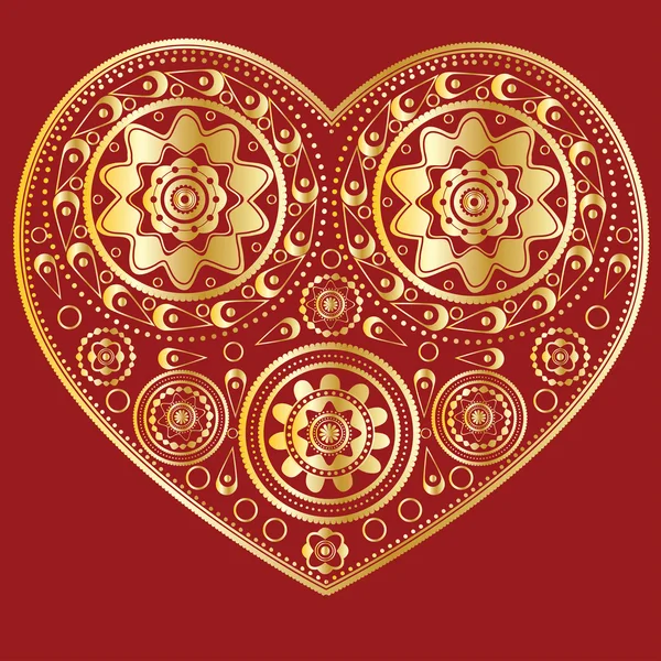 Gold ornamental heart — Stock Vector