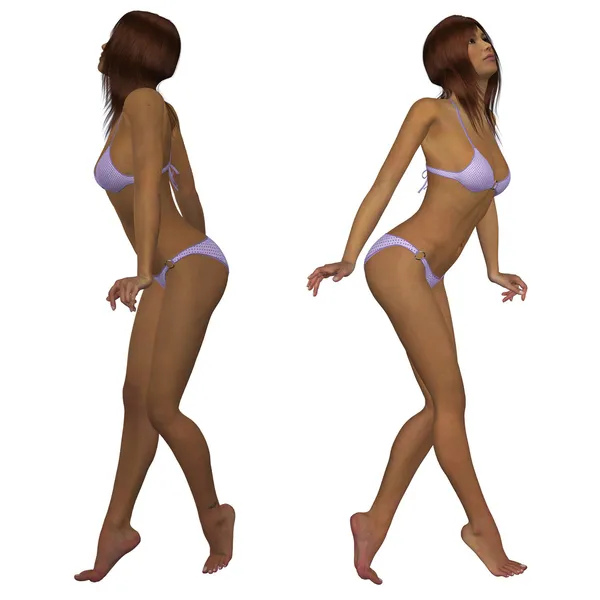 3D-Mulatte im Bikini — Stockfoto