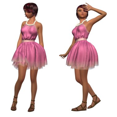 Yaz pembe elbiseli kızın