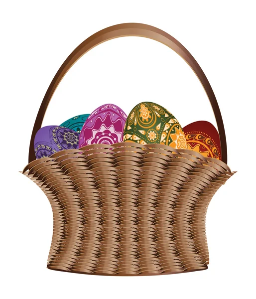 Cesta de huevos de Pascua — Vector de stock