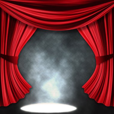 Dramatic theater stage with spotlights