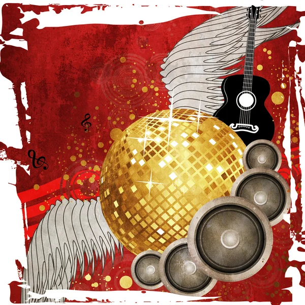 Gouden disco bal op rode achtergrond — Stockfoto