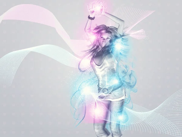 Lány táncol a fények — Stock Fotó