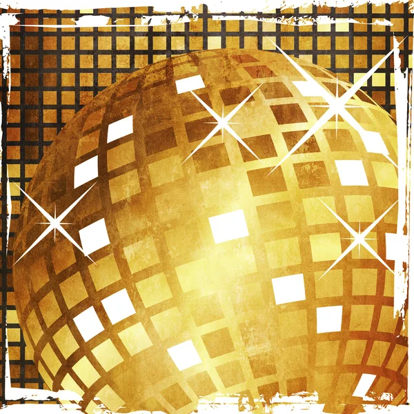 Grunge golden disco ball — Stock Photo, Image