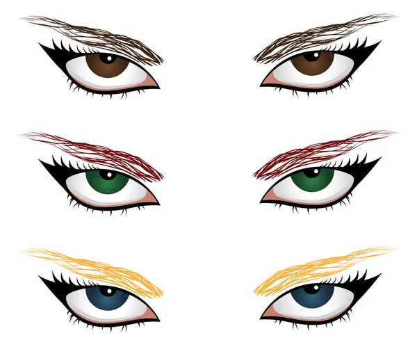 Conjunto de ojos de mujer — Vector de stock