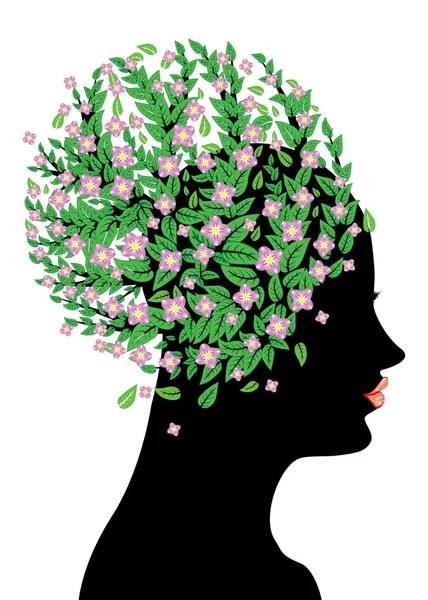 Pink blossom on head — Stock Vector