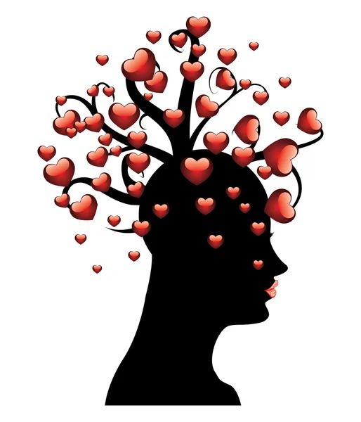 Tree of hearts on head — Stock Vector