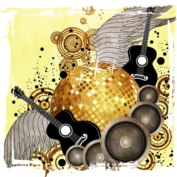 Золотой диско-шар на желтом фоне — стоковое фото