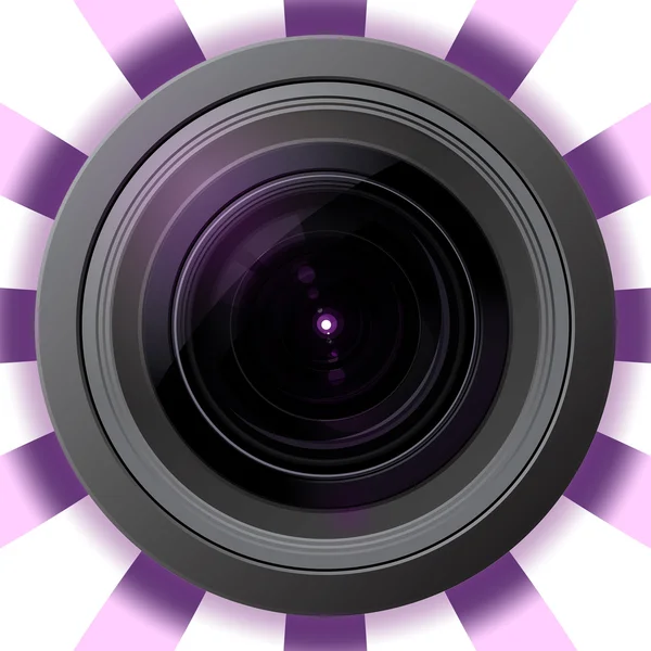 Kameralinse mit violettem Schlaglicht — Stockfoto