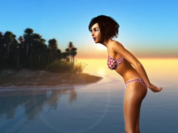 Pige i bikini på stranden - Stock-foto