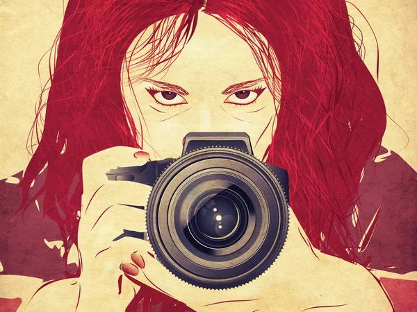 Grunge kadın fotoğrafçı — Stok fotoğraf