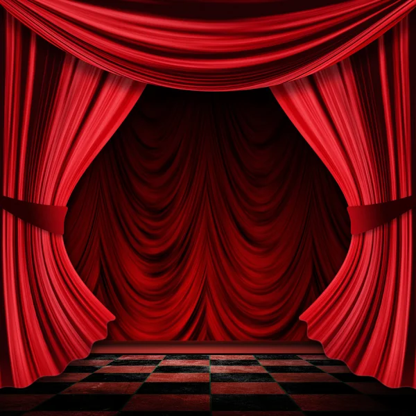 Realistic red curtains — Stock Photo, Image