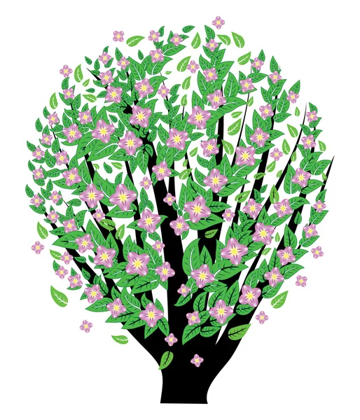 Bush med rosa blomma — Stock vektor