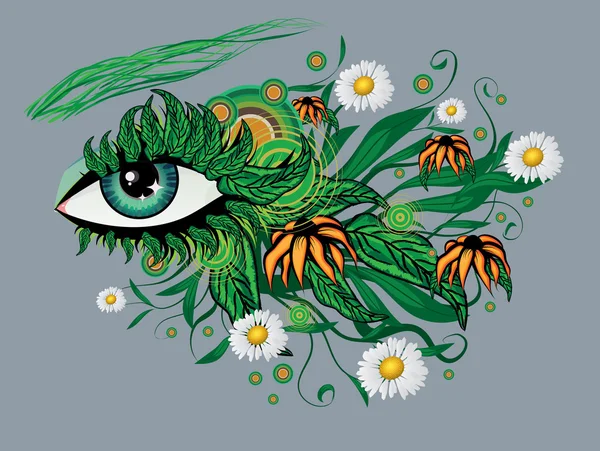 Floral summer eye — Stock Vector