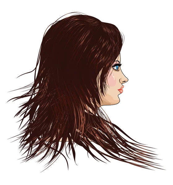 Fille aux cheveux bruns — Image vectorielle