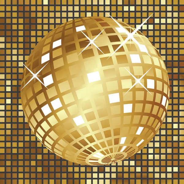 Golden disco ball — Stock Vector