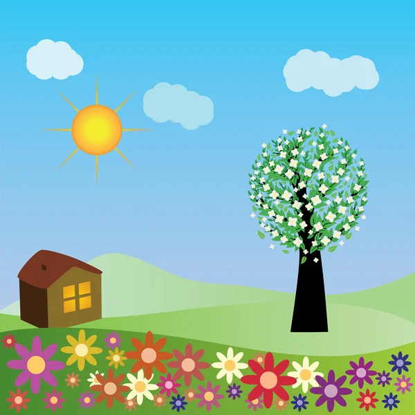Maison de printemps — Image vectorielle