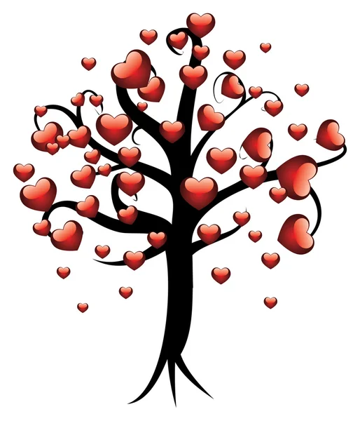 Árbol con corazones — Vector de stock