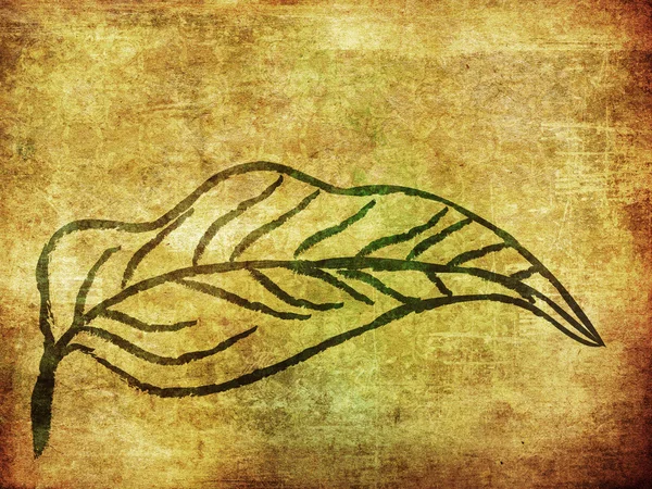 Grunge el çekilmiş yaprak — Stok fotoğraf