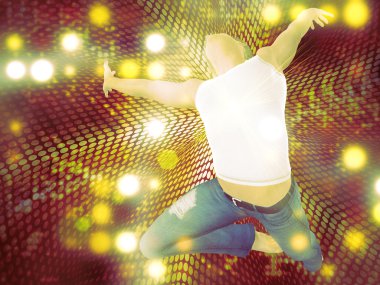 Man jump on dotted background