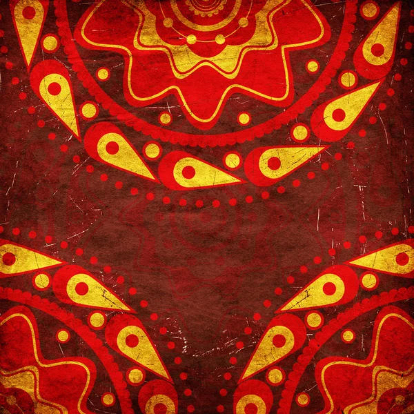 Rotes Ornament auf Grunge-Hintergrund — Stockfoto