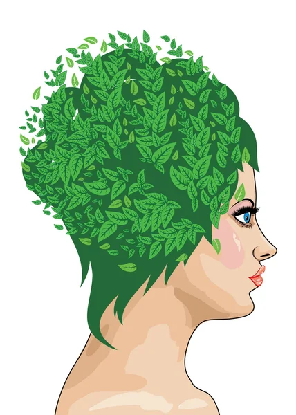 Menina com cabelo verde —  Vetores de Stock