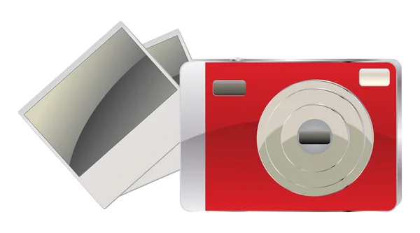 红色的数字照相机和照片卡 — 图库矢量图片