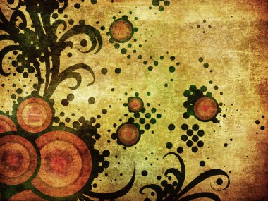 yarı ton ile Retro çiçek süsleme