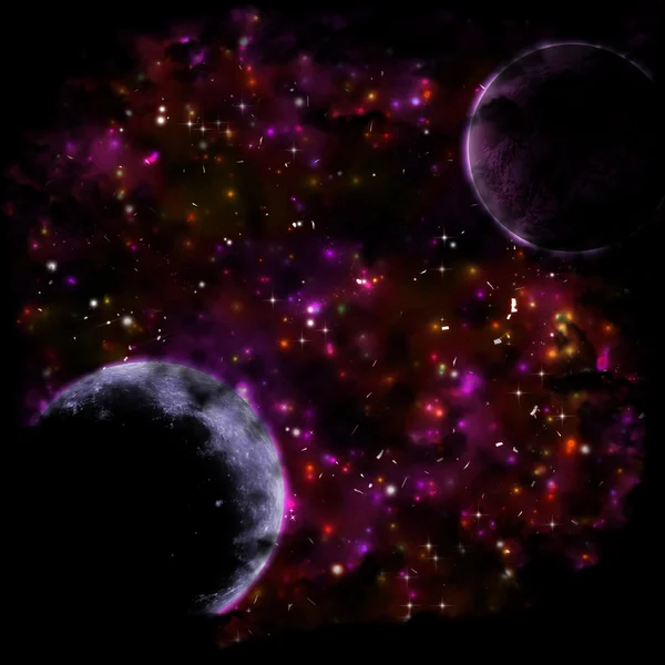 Donkere ruimte achtergrond met planeten — Stockfoto
