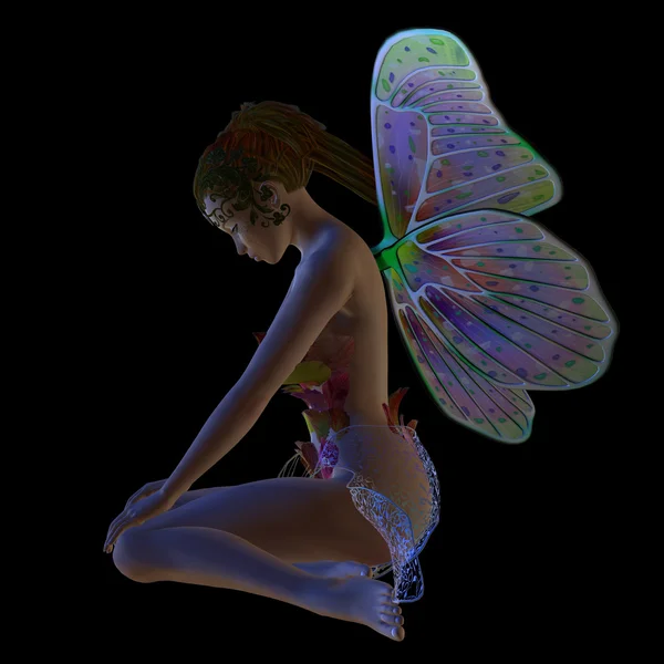 Flower fairy sitting — Stock Photo, Image