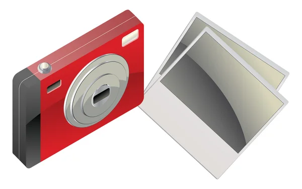 Rote Digitalkamera und Fotokarten — Stockvektor