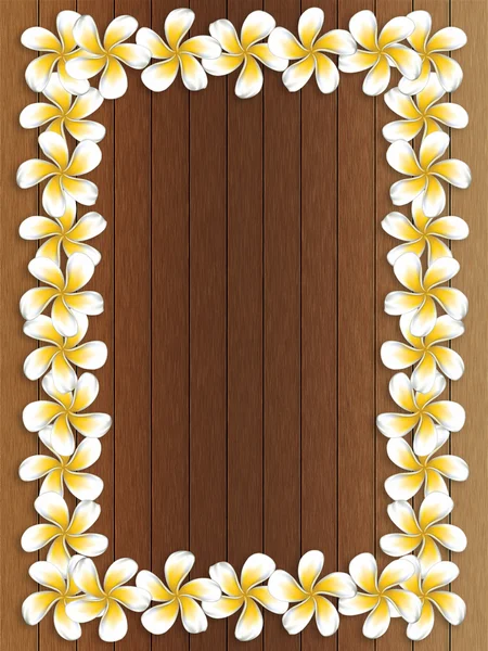 Frangipani frame on wood — Stock Photo, Image